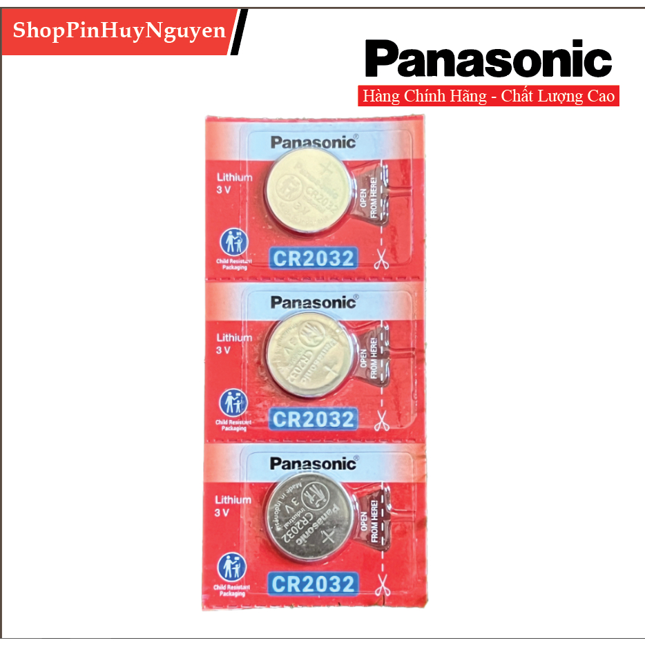 Pin Panasonic 3 viên CR2032 3V Lithium - Hàng Chính Hãng