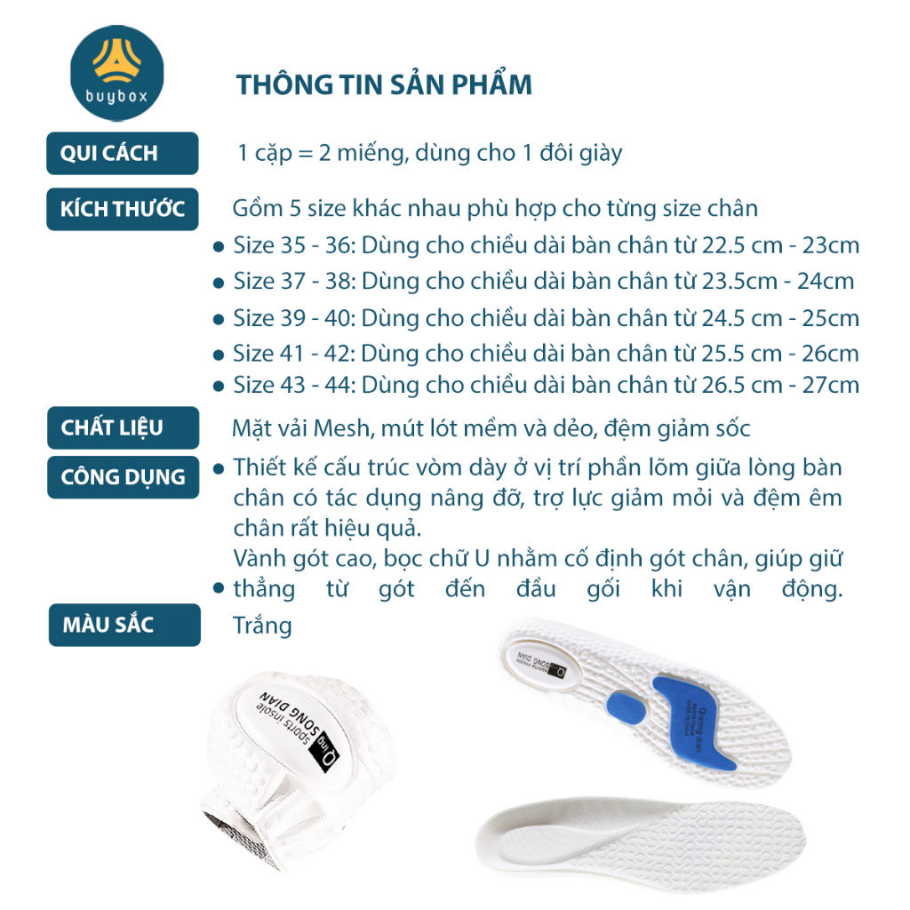 3 Mẫu Lót Giày Thể Thế Hệ Mới Dành Cho Giày Nam, Nữ Êm Chân, Khử Mùi, Thoáng Khí - Buybox