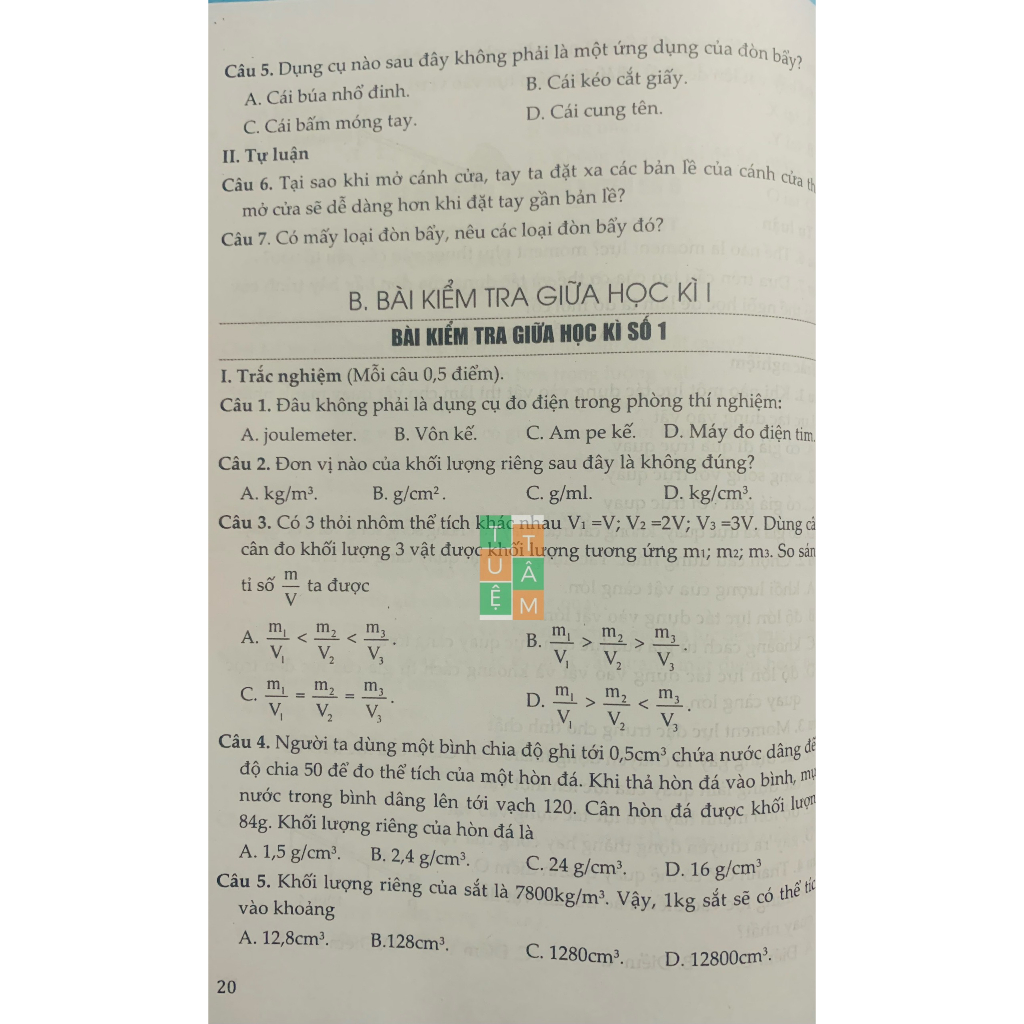 Sách - Đề kiểm tra đánh giá Vật lí 8 - Khoa học tự nhiên