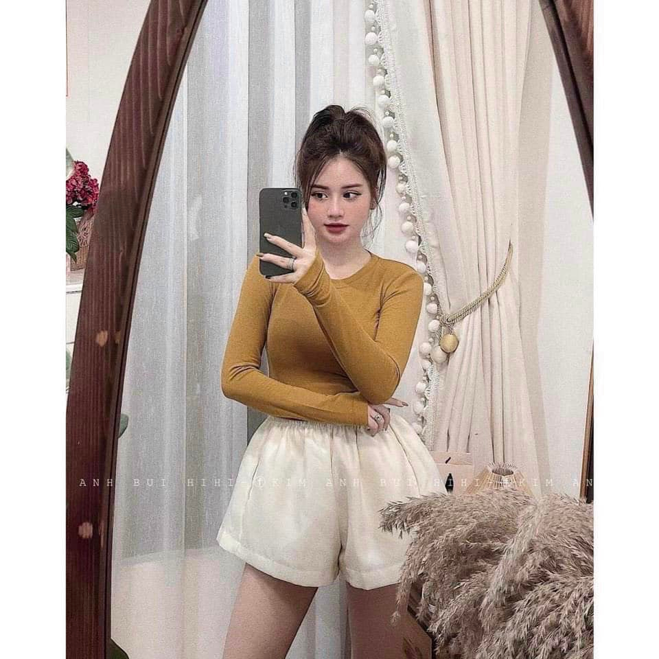 Áo thun giấy mong mềm dài tay xỏ ngón 4 màu