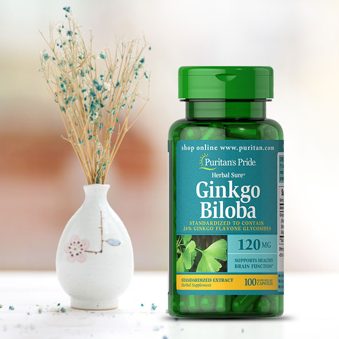 Bổ não Ginkgo Biloba Healthy Care puritan's pride 120mg hỗ trợ trí não hộp 100 viên Extate Official Mall