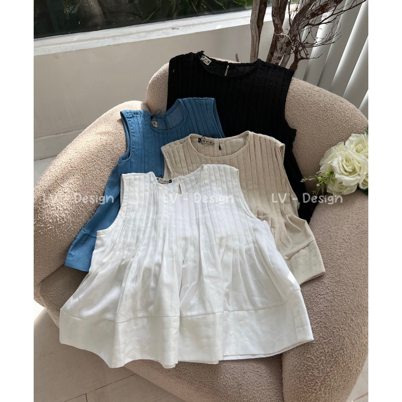 Áo babydoll xếp ly cổ tròn 🍃 Chiếc áo xếp ly đơn giản nhưng siêu xinh form babydoll nhà LOVI