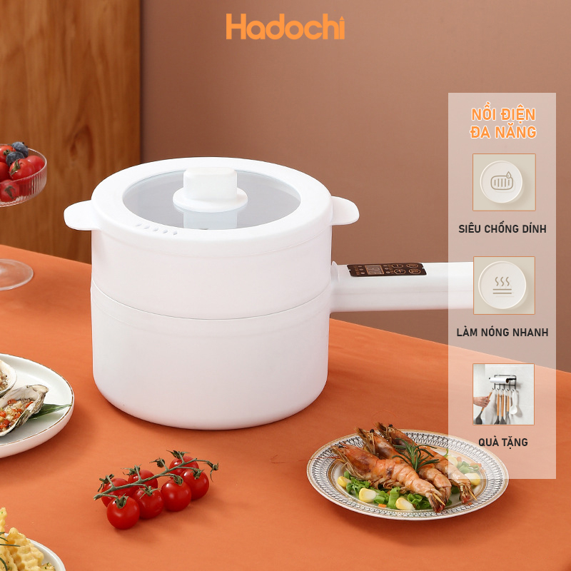 Nồi Lẩu Điện Mini - Chảo Điện Đa Năng HADOCHI Nồi Nấu Đa Năng Tự Động Bảo Hành 3 Tháng