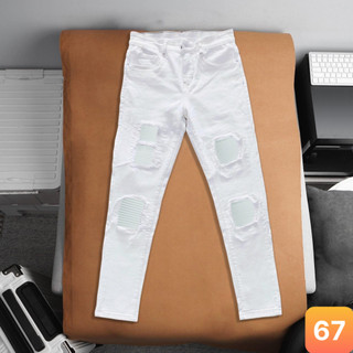 Quần jeans nam rách vá da gối boy phố chất liệu bò cao cấp co dãn 4 chiều đẹp form dáng rin skinny LAVADO20 mới