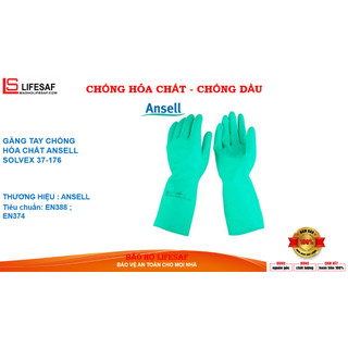 Găng tay chống hóa chất Ansell 37-176 cấu tạo nitrile - chống hóa chất - axit - dầu nhớt - thấm hút mồ hôi tốt