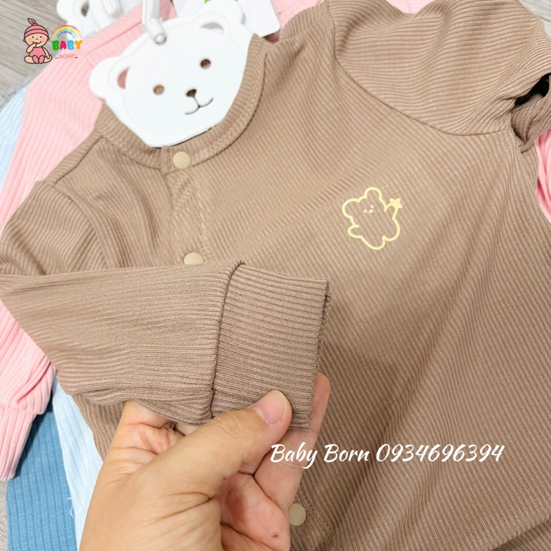 Anminaza - Body dài tay cài lệch tăm tre mềm mịn cho bé AMI0085