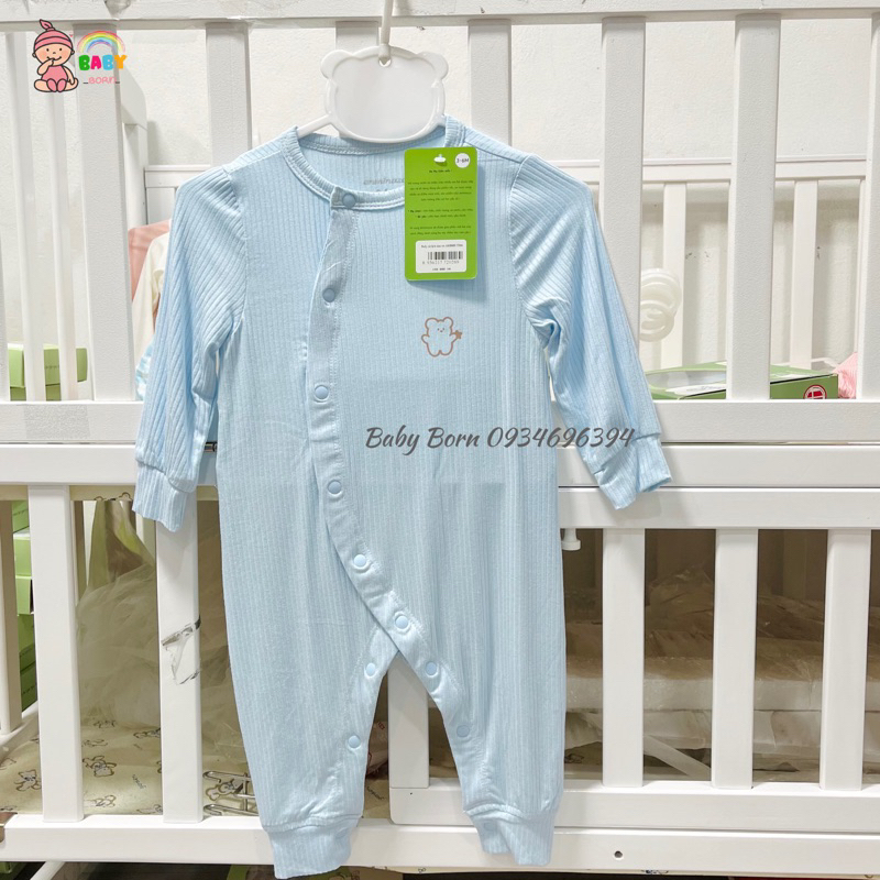 Anminaza - Body dài tay cài lệch tăm tre mềm mịn cho bé AMI0085