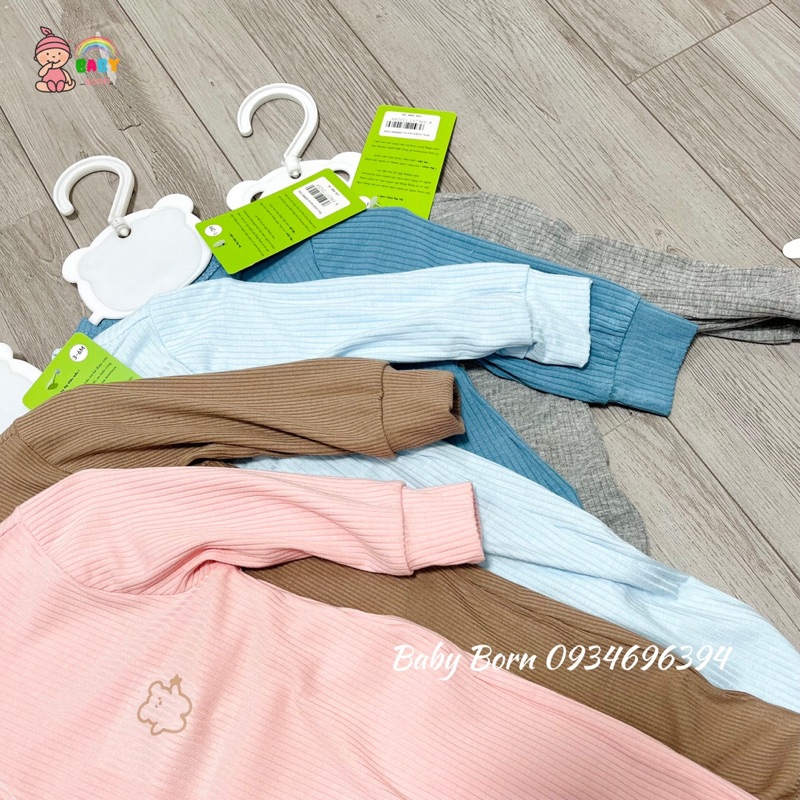 Anminaza - Body dài tay cài lệch tăm tre mềm mịn cho bé AMI0085