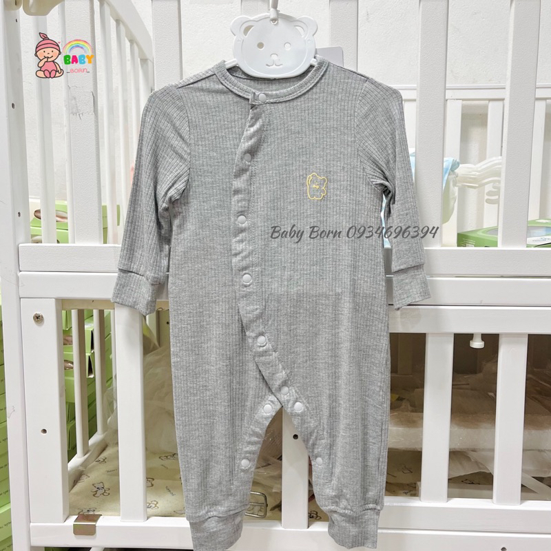 Anminaza - Body dài tay cài lệch tăm tre mềm mịn cho bé AMI0085