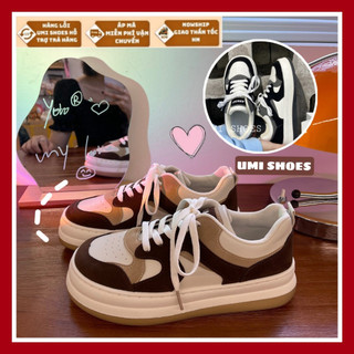 Giày thể thao nữ Ulzzang Eyty nâng độn đế cao 5cm răng cưa to mềm thoáng cá tính năng động màu đen trơn/kem [VIDEO THẬT]