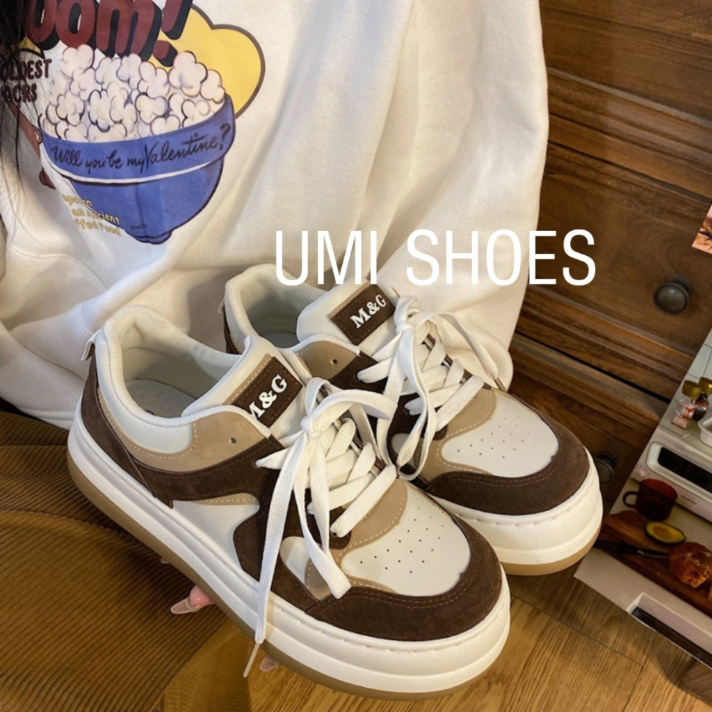 Giày thể thao nữ Ulzzang Eyty nâng độn đế cao 5cm răng cưa to mềm thoáng cá tính năng động màu đen trơn/kem