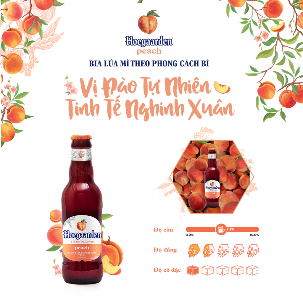 Bia Hoegaarden Peach Thùng 24 Chai Vị Đào