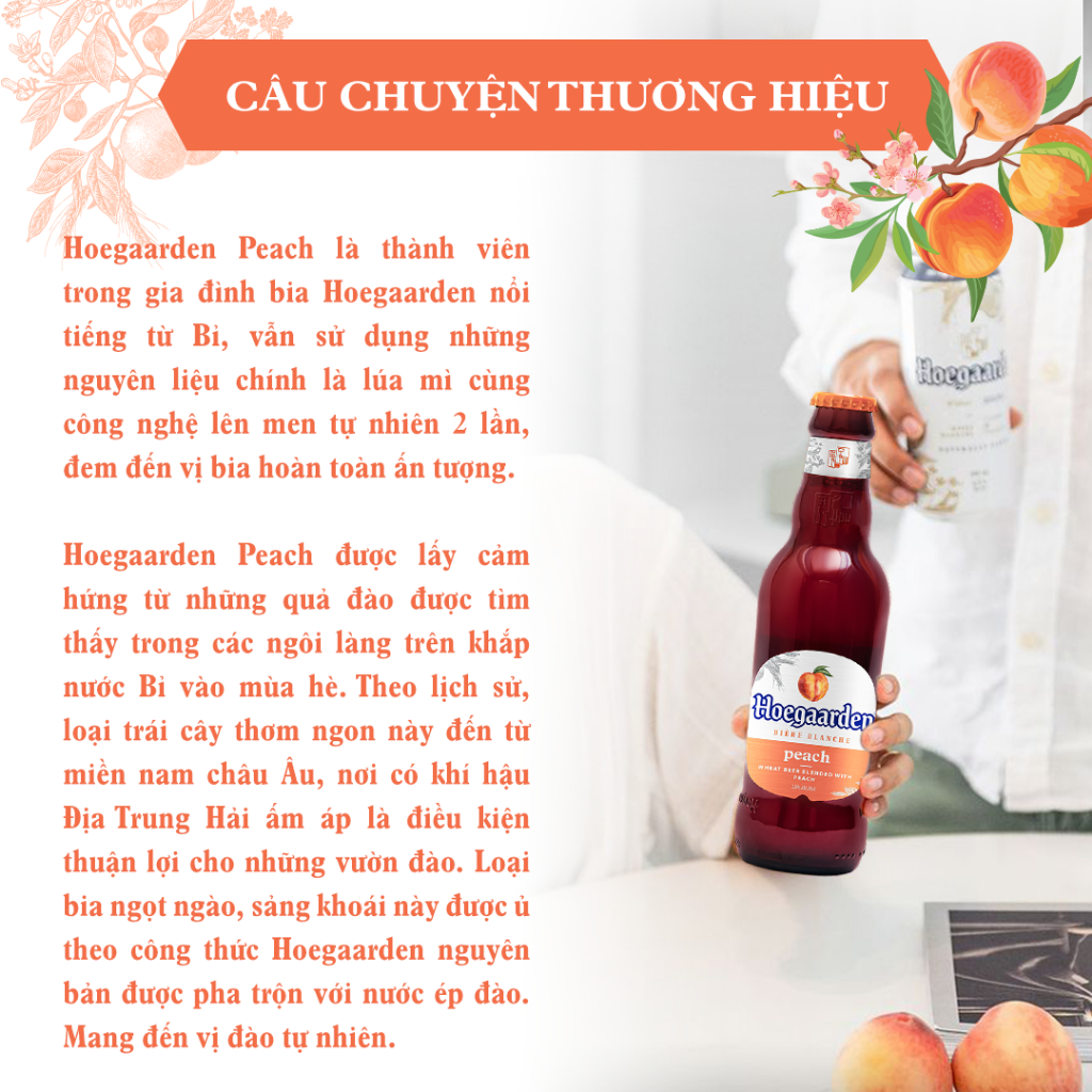 Bia Hoegaarden Peach Thùng 24 Chai Vị Đào (248ml/ chai)