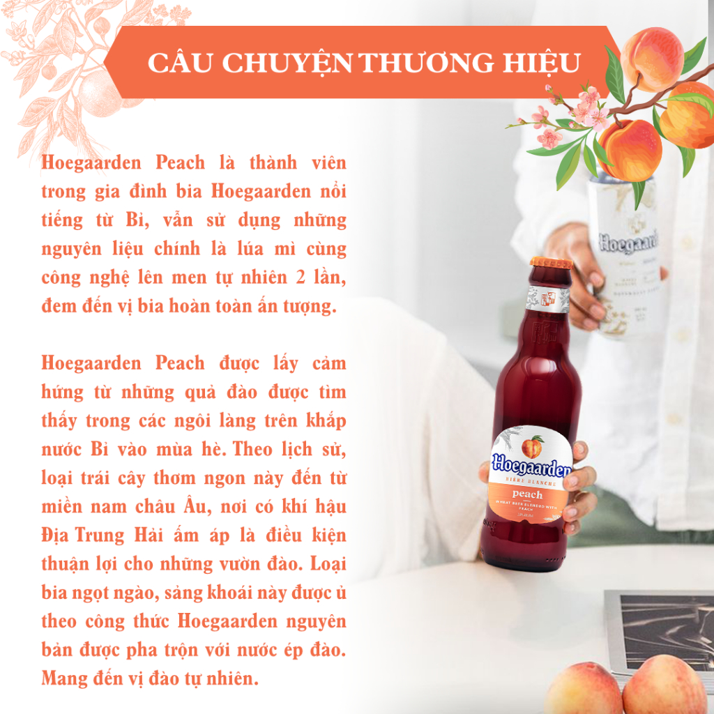 Bia Hoegaarden Peach Thùng 24 Chai Vị Đào