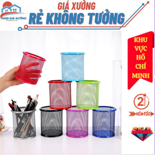 Giỏ đựng bút, hộp đựng bút để bàn, giỏ đựng/ Ống Đựng Bút Hình Tròn Kim Loại đồ văn phòng lưới sắt cao cấp
