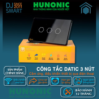 Công tắc cảm ứng thông minh hunonic datic 3 nút đen/trắng công tắc wifi điều khiển từ xa bằng điện thoại