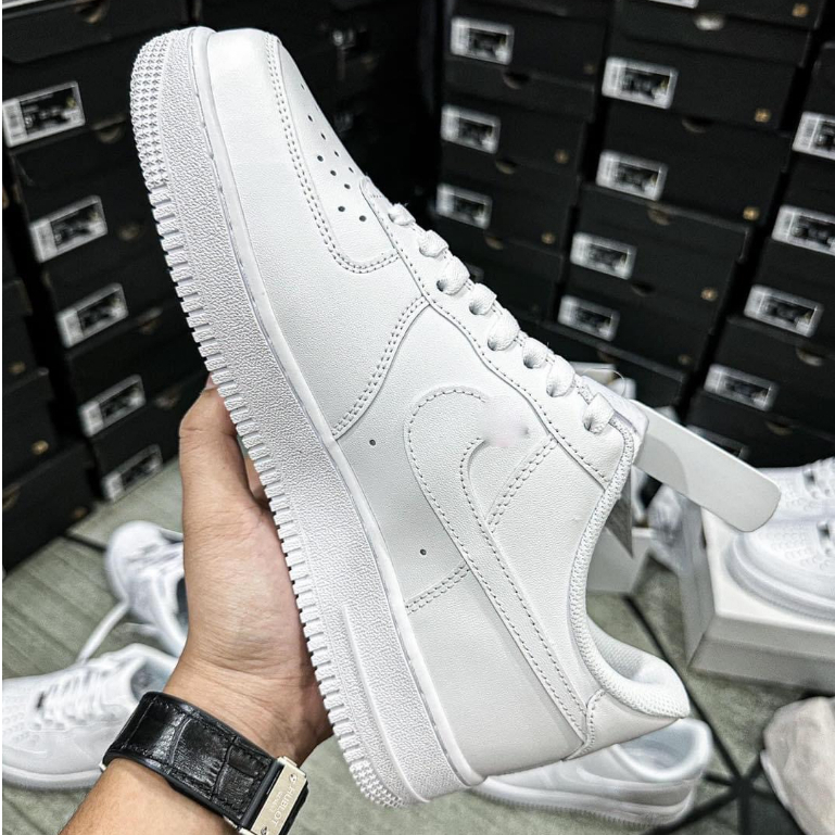 Giày sneaker nike_Trắng AF1 vạch nâu  Hot trend nam nữ, Giày air force 1 full trắng vạch nâu nam nữ cực chất dễ phối đồ