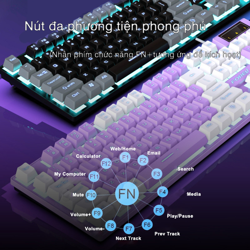 Bàn phím máy tính LED LIGHT RGB Nút cơ học Bàn phím có dây giá rẻ Thích hợp cho văn phòng và trò chơi
