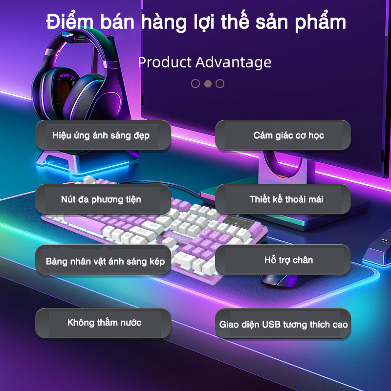 Bàn phím máy tính LED LIGHT RGB Nút cơ học Bàn phím có dây giá rẻ Thích hợp cho văn phòng và trò chơi