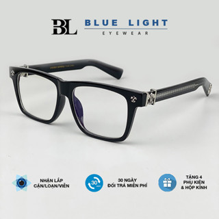 Gọng Kính Cận, Kính Giả Cận Nam Nữ, Chống Ánh Sáng Xanh, Mắt Vuông To Chrome Heart Cao Cấp Tinh Sảo - BLUE LIGHT