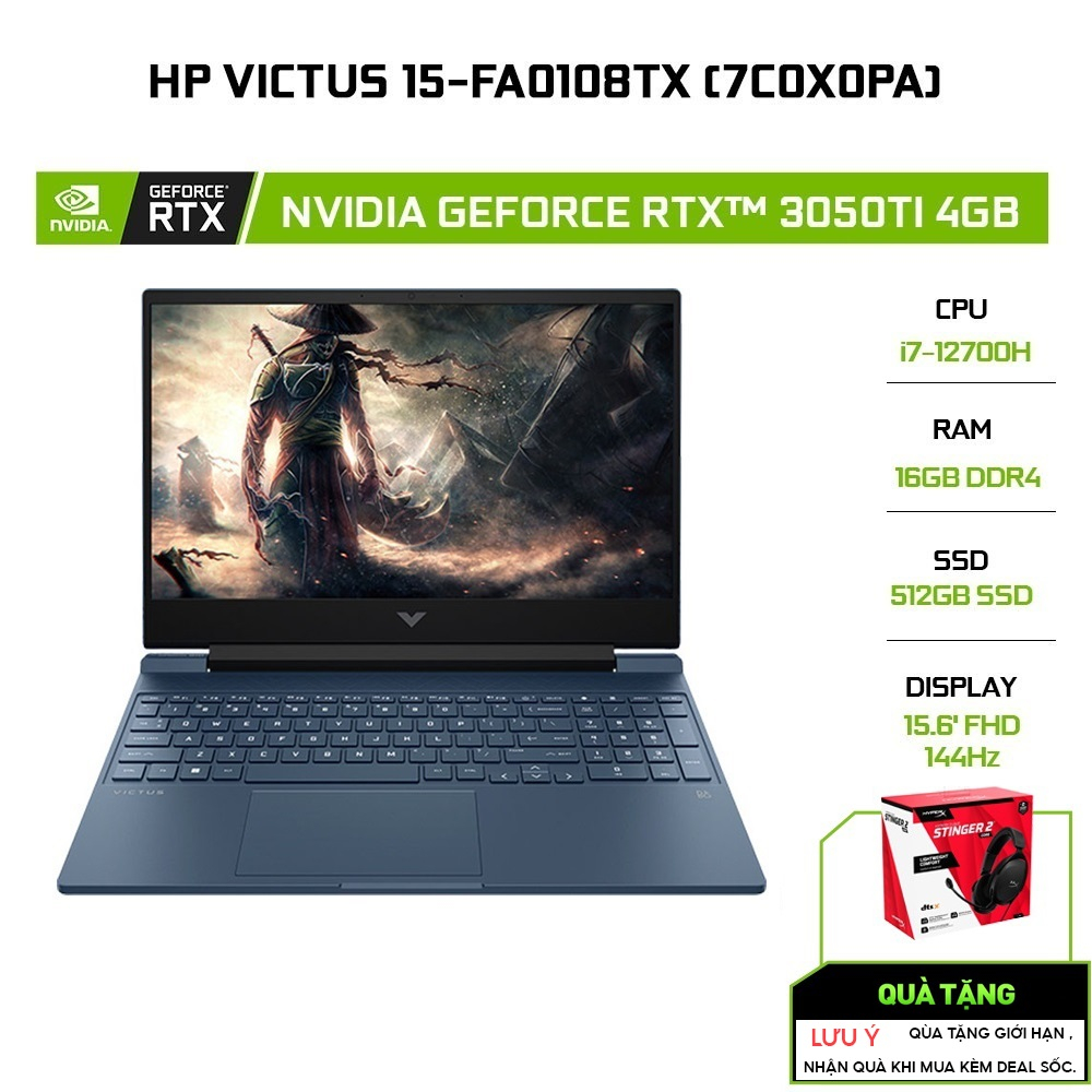 Laptop HP Victus 15-fa0108TX 7C0X0PA i7-12700H | 16GB | 512GB | RTX™ 3050Ti 4GB | 15.6'