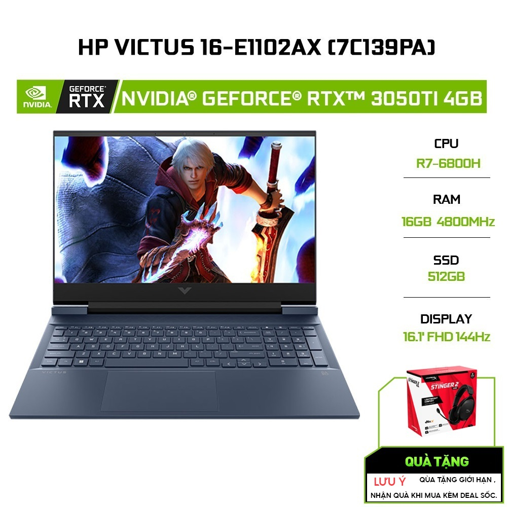 Laptop HP Victus 16-e1102AX 7C139PA R7-6800H | 16GB | 512GB | GeForce RTX™ 3050Ti 4GB