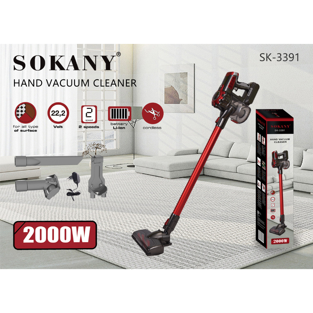 Máy hút bụi cầm tay SẠC PIN KHÔNG DÂY 3391 công suất 200W Sokany đa năng gia đình hút được bụi mịn và tóc