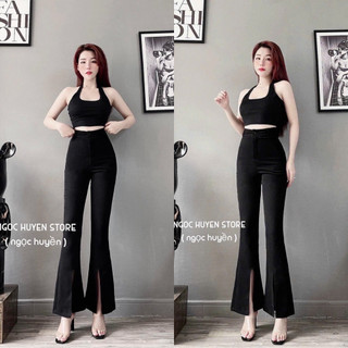 Quần tây ống loe lưng cao lai xẻ