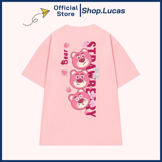 Áo thun nam nữ gấu dâu lotso áo phông unisex cổ tròn vải cotton thoáng mát bigsize shop.lucas