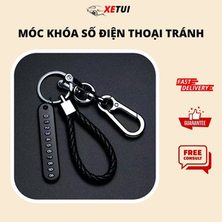 Móc khóa titan kèm số điện thoại dây da độc đáo nhiều màu sắc