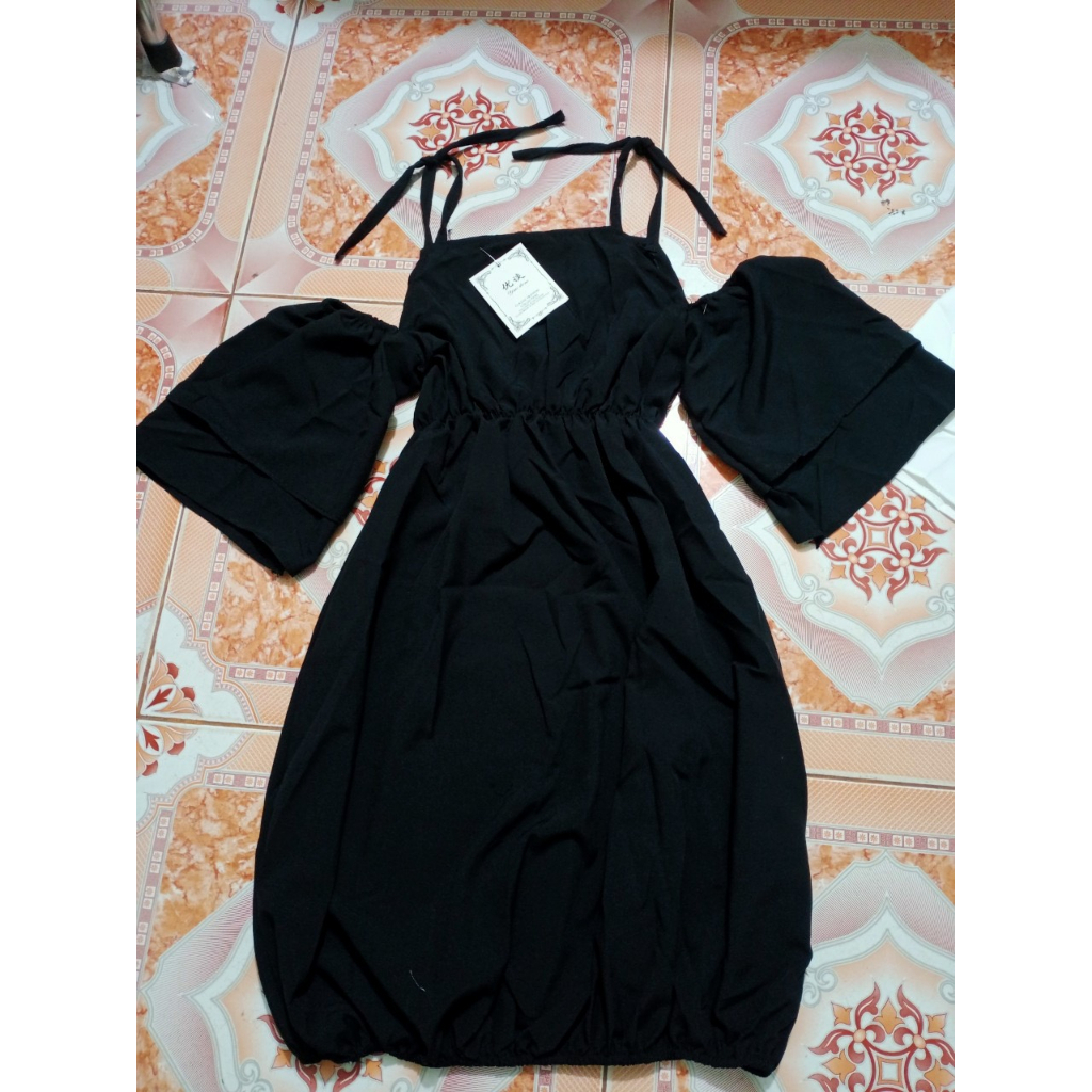 Váy Cổ Yếm Tay Phồng Ulzzang - Váy Kiểu Trắng Đen Tiểu Thư - Váy 3 Tầng Bánh Bèo Xòe Tiểu Thư Tay Dài