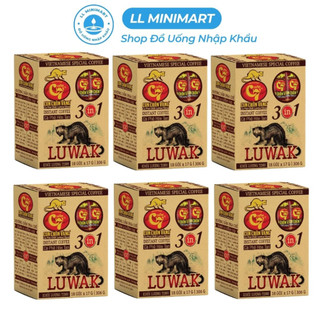 Combo 6 hộp cà phê hòa tan luwak con chồn vàng c7 hucafood 3in1 hộp 306g