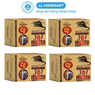 Combo 4 hộp cà phê hòa tan con chồn vàng c7 hucafood 3in1 luwak hộp 306g