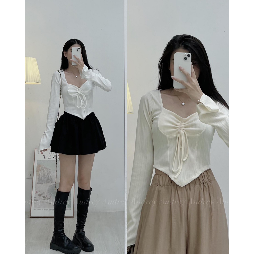 Áo dài tay chất tăm thái rút ngực vạt nhọn Aorutnguc0302 P6K11