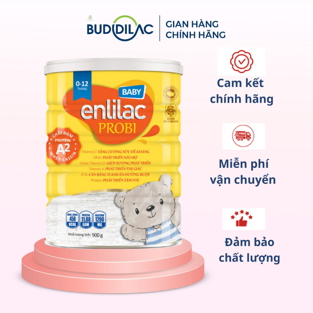 Sữa Enlilac Probi Baby Hộp 900g Protein A2 - Sữa đạm A2 cho bé biếng ăn, nhẹ cân và phát triển chiều cao