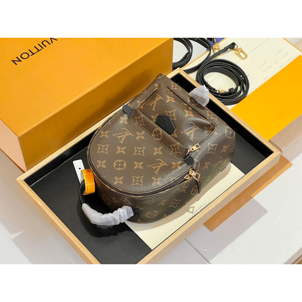 Balo nam nữ unisex L.V hoa nâu tinh khôi mini size 18 fullbox Smano bags hỏa tốc