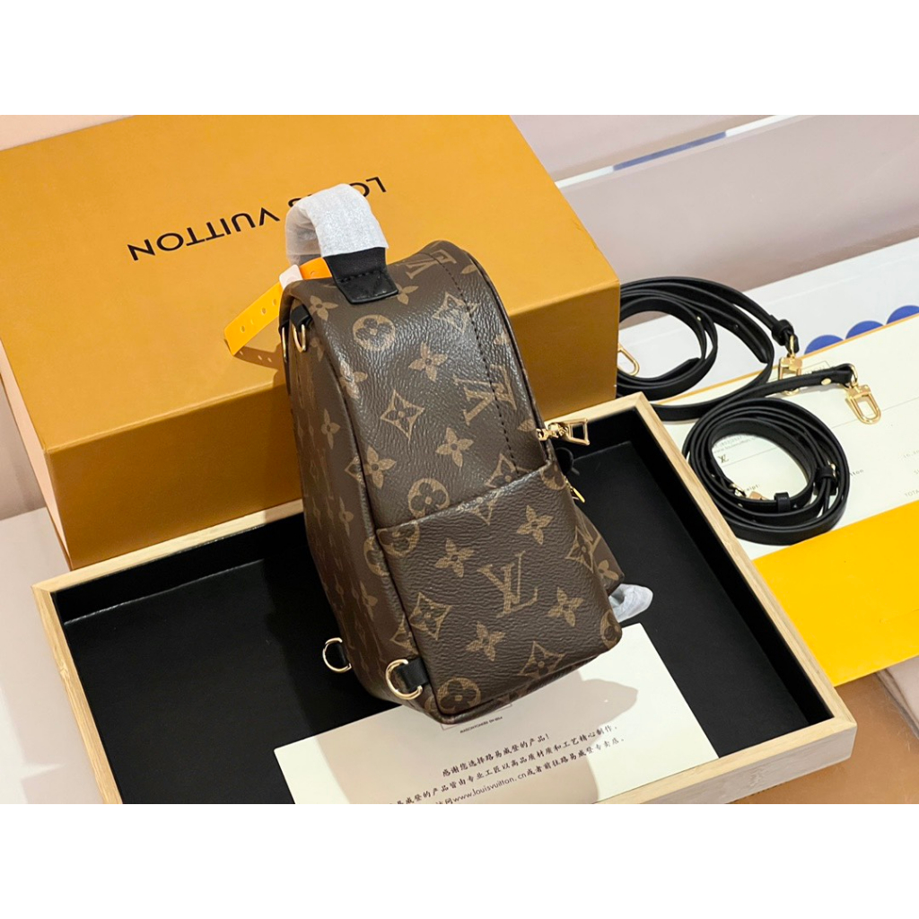Balo nam nữ unisex L.V hoa nâu tinh khôi mini size 18 fullbox Smano bags hỏa tốc