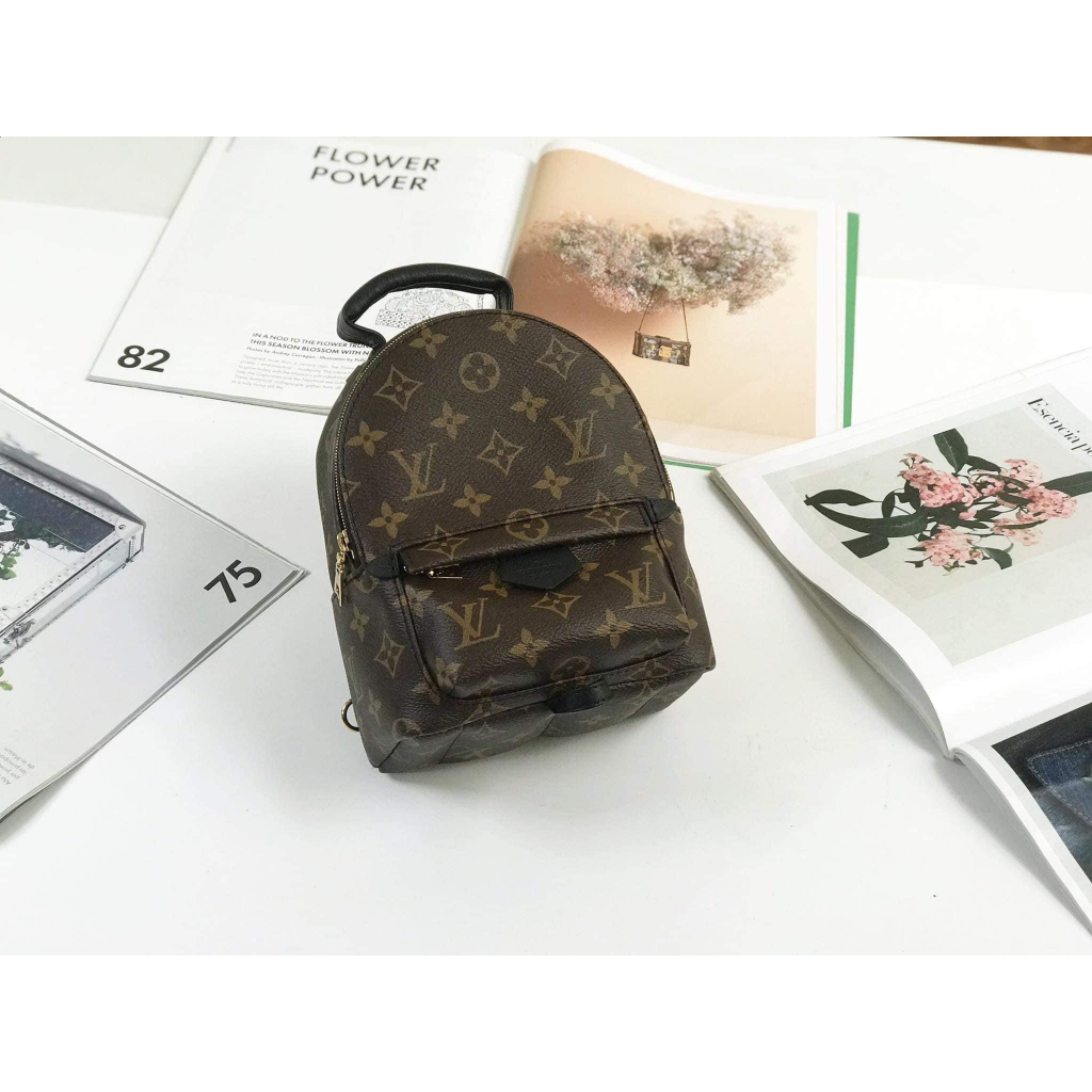 Balo nam nữ unisex L.V hoa nâu tinh khôi mini size 18 fullbox Smano bags hỏa tốc