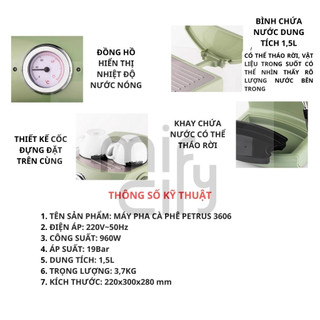 Máy pha cà phê Petrus 3606 kèm quà tặng hấp dẫn
