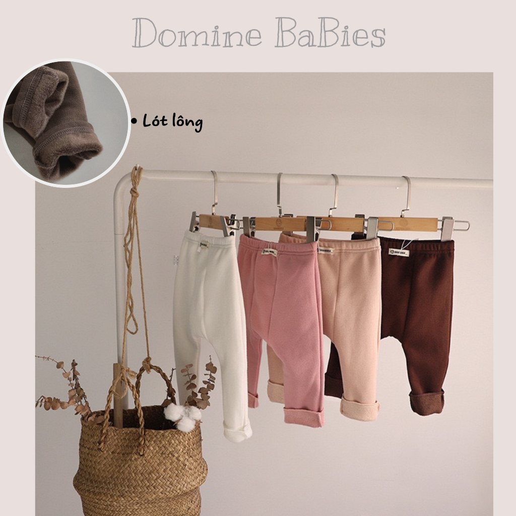 Quần lengging lót lông giữ nhiệt dày dặn tông màu Hàn Quốc cho bé 4-14kg Domine có sẵn