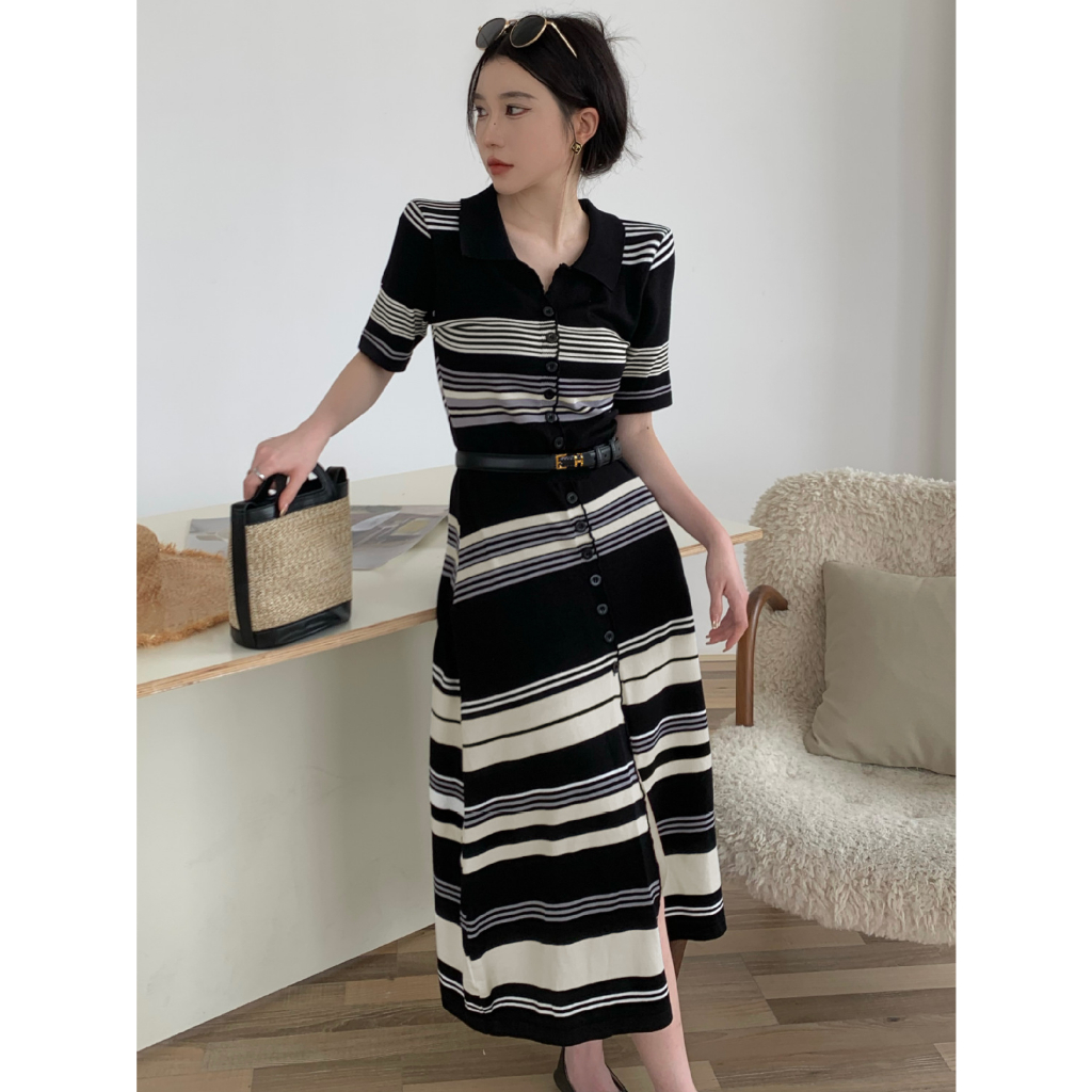 Thanh lý Đầm len phong cách cổ điền thanh lịch tôn dáng, xòe kèm hình thật cận vải