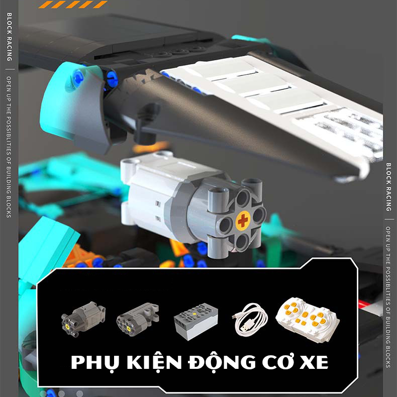 Đồ Chơi Lắp Ráp Kiểu Lego Mô Hình Điều Khiển Từ Xa Rc Siêu Xe Thể Thao Ferrari Daytona SP3 Tỉ Lệ 1:14 T1001 Với 1589+PCS