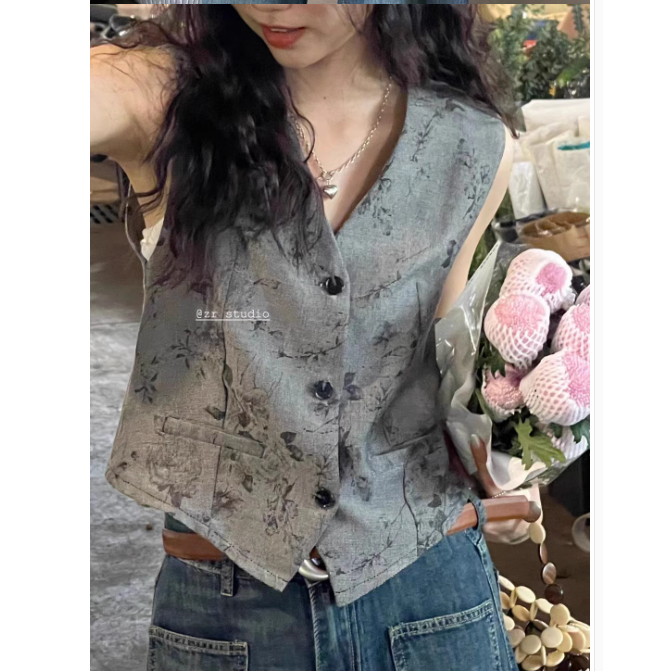 Áo gile hoa sát nách 1993s boutique