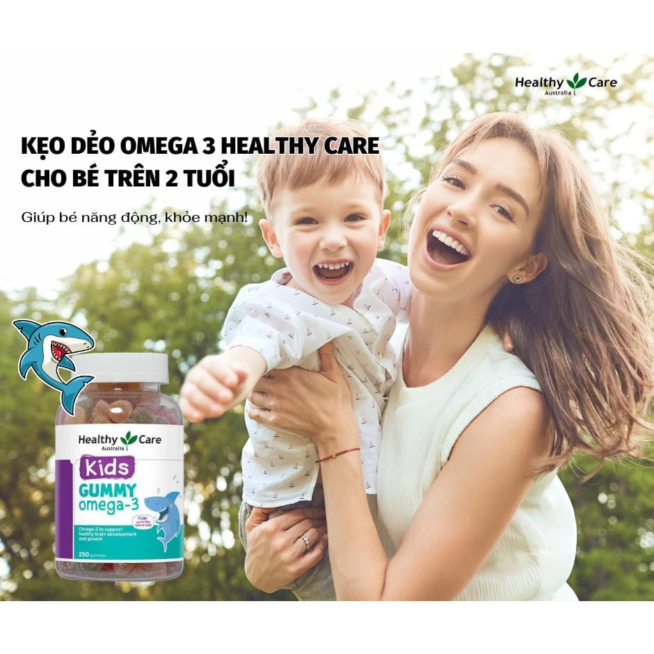 Kẹo dẻo bổ mắt Healthy Care Kids Gummy Omega 3 phát triển trí não cho trẻ từ 2 tuổi 250 viên