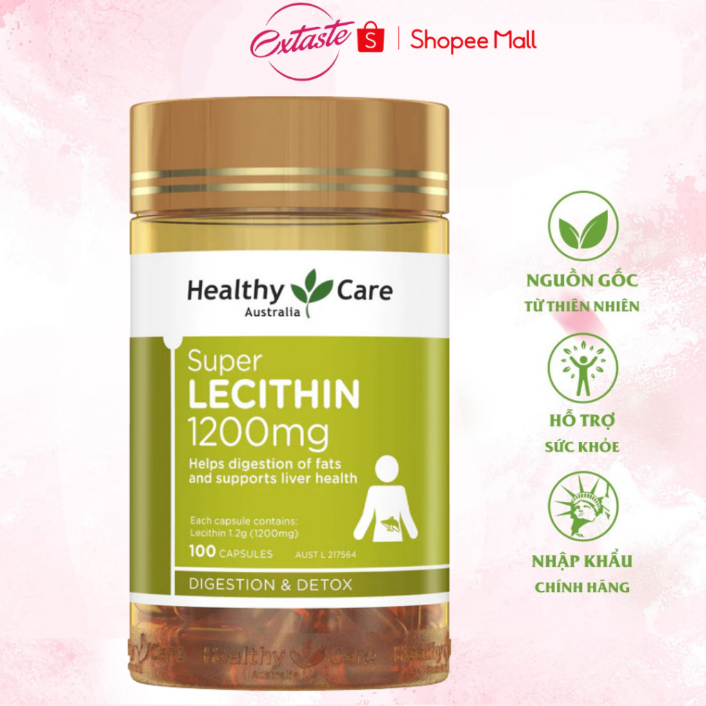 Mầm đậu nành Healthy Care Super Lecithin 1200mg 100 viên đẹp da tăng nội tiết tố nữ