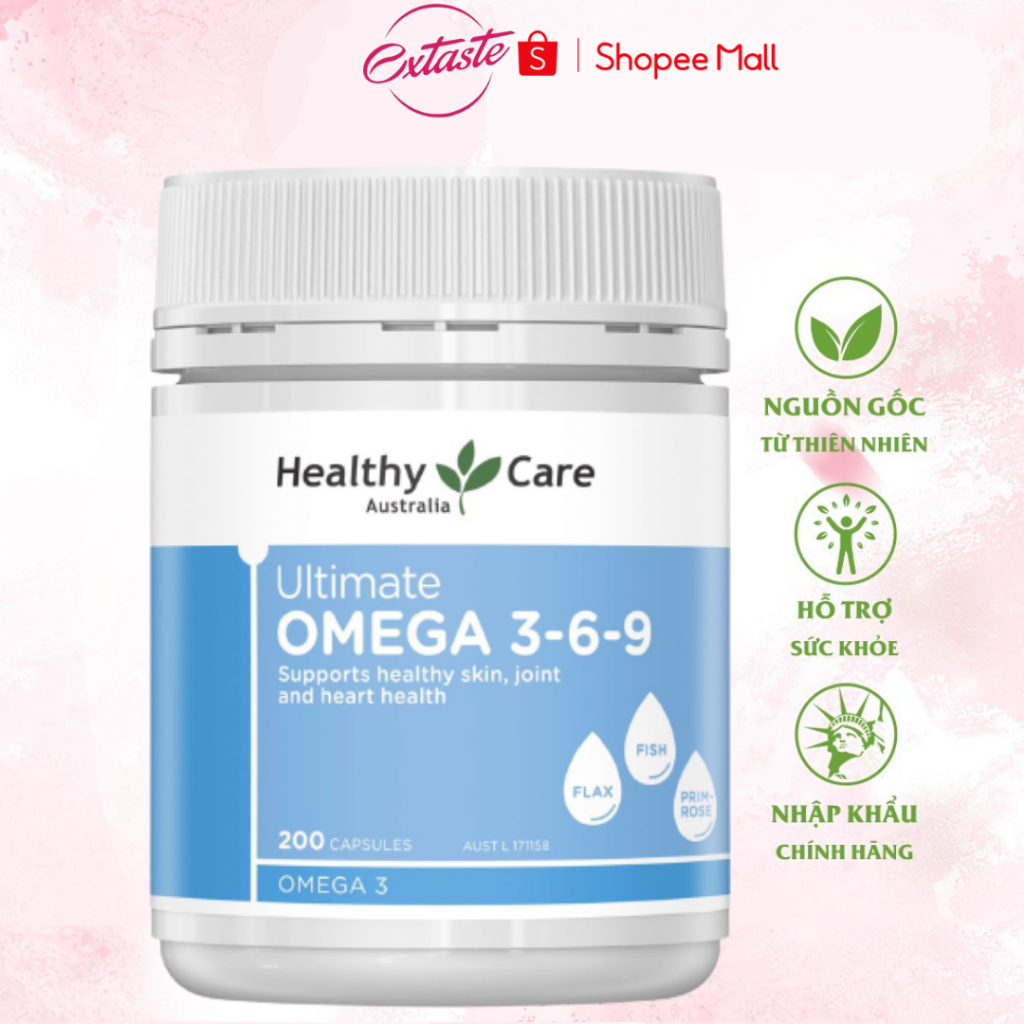 Viên uống giảm mỏi mắt Healthy Care Ultimate Omega 369 hỗ trợ tim mạch huyết áp 200 viên