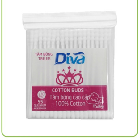 lốc 12 gói tăm bông trẻ em diva gói 55 que