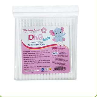 Tăm bông diva trẻ em gói 100 que