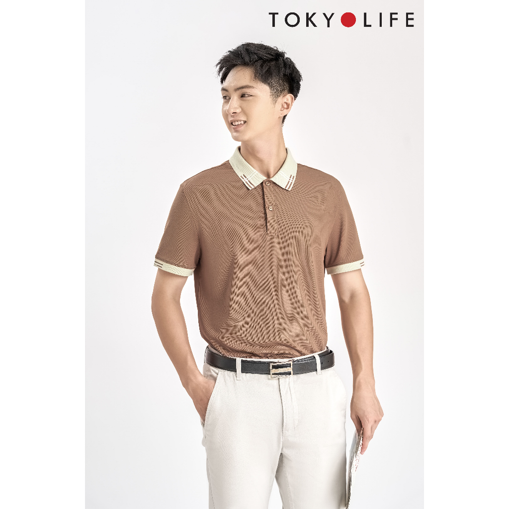 Áo Polo NAM xơ dừa cổ phối kẻ TOKYOLIFE C7POL506M
