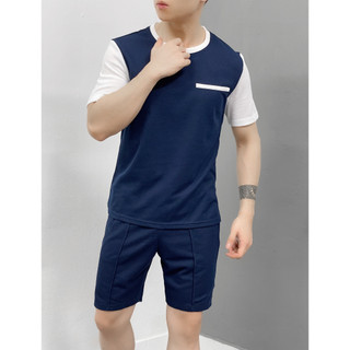 Bộ quần áo nam cổ tròn thể thao phối màu độc đáo, chất cotton tổ ong thoáng mát AV AVANCO